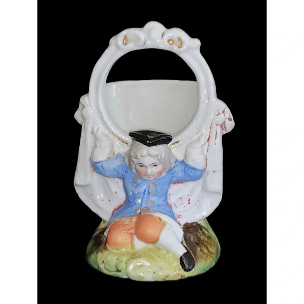 Antique Late 19th Century German Porcelain Figural Spill Vase Cigar Fairing Vtg